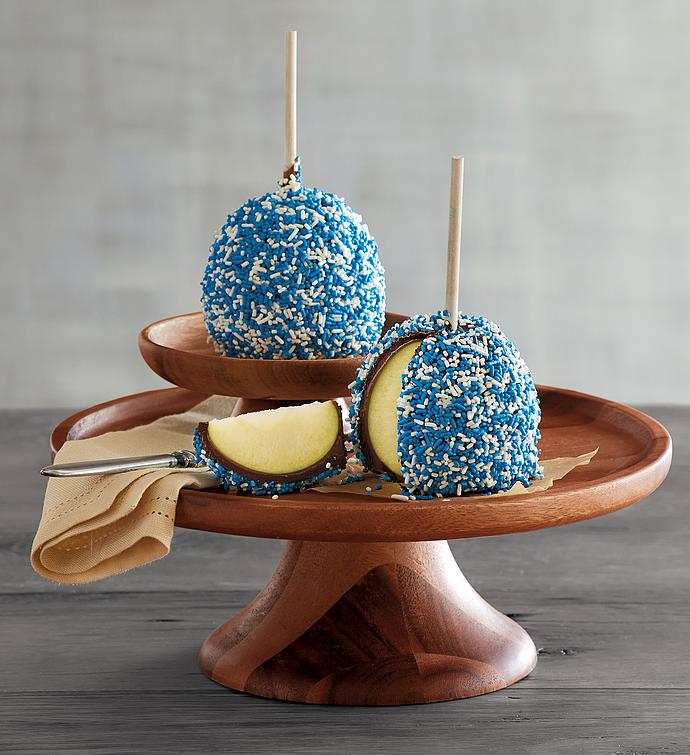 Belgian Chocolate Dipped Caramel Apples Blue Decorations
