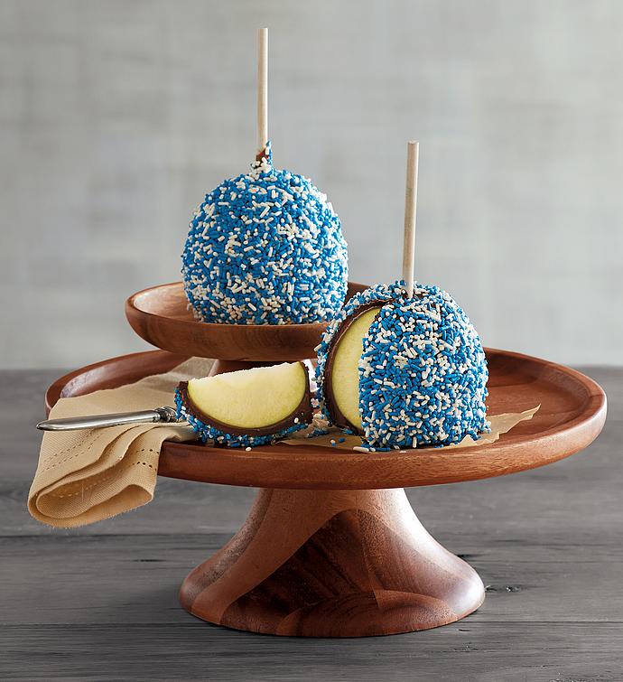Belgian Chocolate Dipped Caramel Apples   Blue Decorations