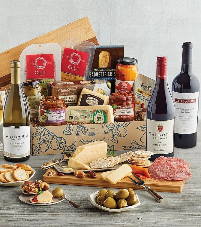 Vintner’s Choice Deluxe Antipasto Assortment with Wine