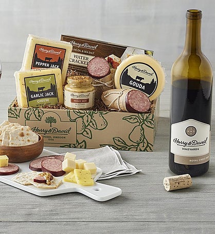 Deluxe Meat and Cheese Gift with Wine