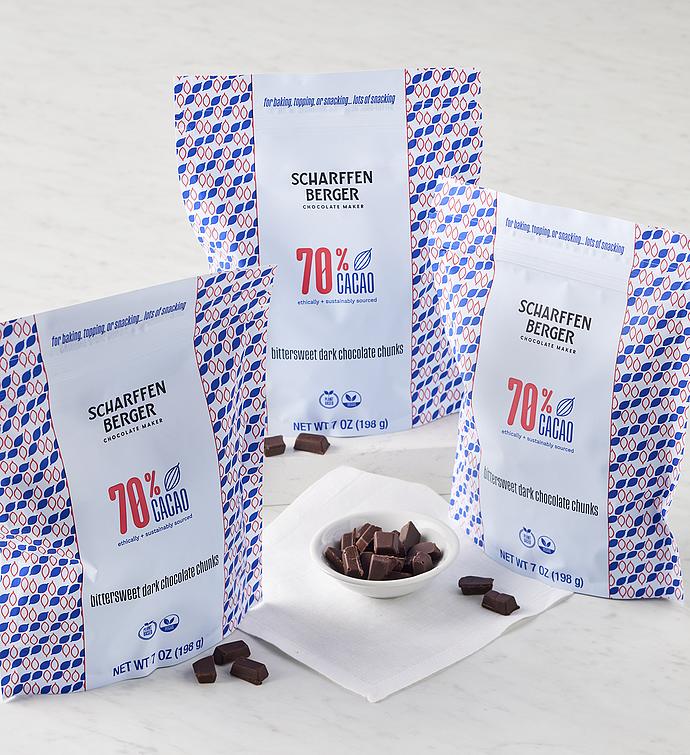 Scharffen Berger® 70% Cacao Bittersweet Dark Chocolate Baking Chunks 3 Pack