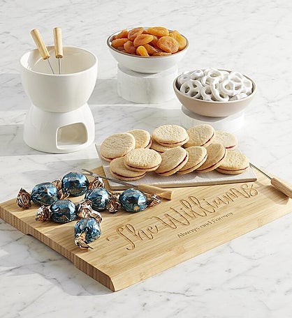 Mini Fondue Gift Set with Personalized Bamboo Cutting Board