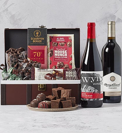 Chest of Chocolates with Wine - 2 Bottles