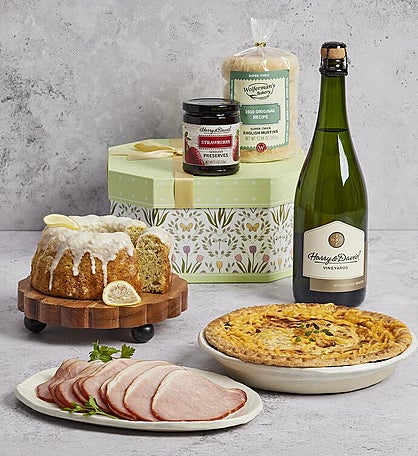 Spring Brunch Hat Box Gift with Wine