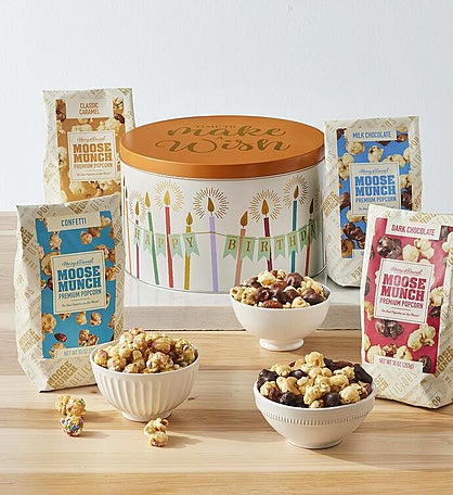 Moose Munch® Premium Popcorn Birthday Tin