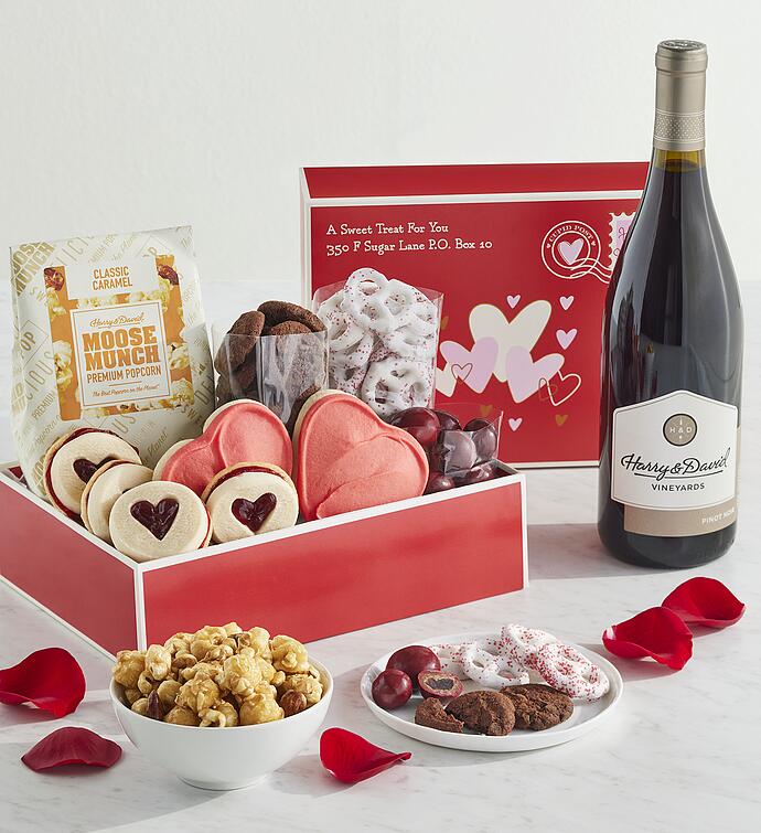 Valentine's Day Sweets Box with Wine