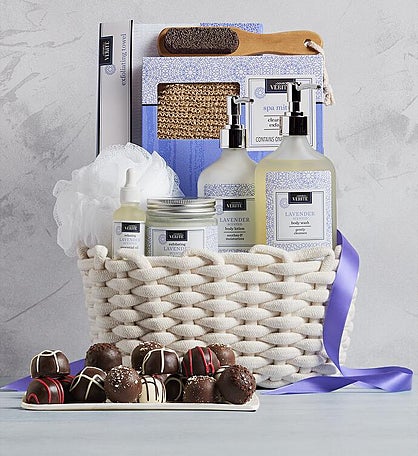 Signature Chocolate Truffles and Lavendar Spa Basket