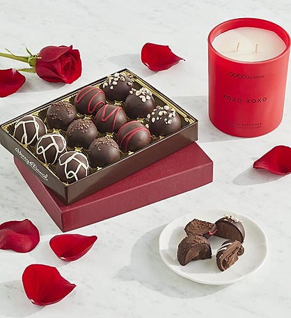 Valentine Candle and Dark Chocolate Truffles Gift Box