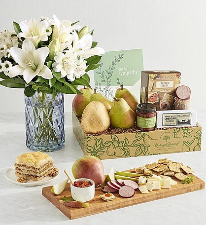 Classic Sympathy Gift Box with White Lily Bouquet
