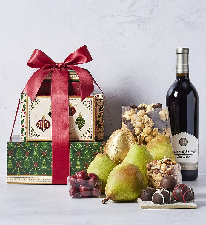 Tower of Treats® Classic Gift with Wine