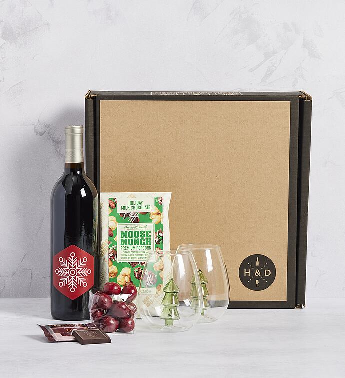 Holiday Goodies Gift Box with Wine