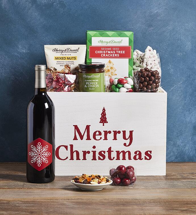 Merry Christmas Crate with Wine