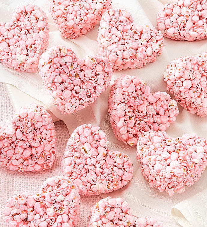 24 Strawberry Flavored Popcorn Hearts