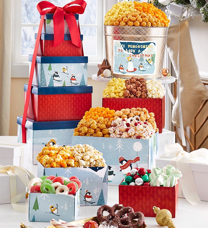 5 Gift Box Frosty Fun Tower And 1.75 Gallon Popcorn Tin