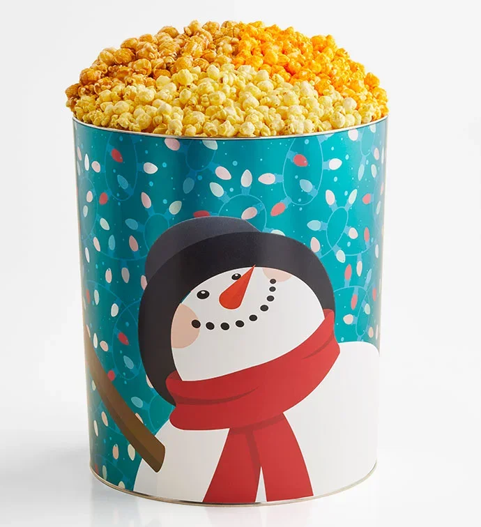 Winter Delight 6 1/2 Gallon 3 Flavor Popcorn Tin