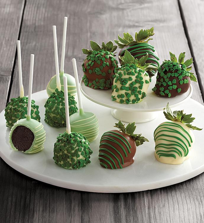 St. Patrick's Day Chocolate Covered Strawberries and Cake Pops