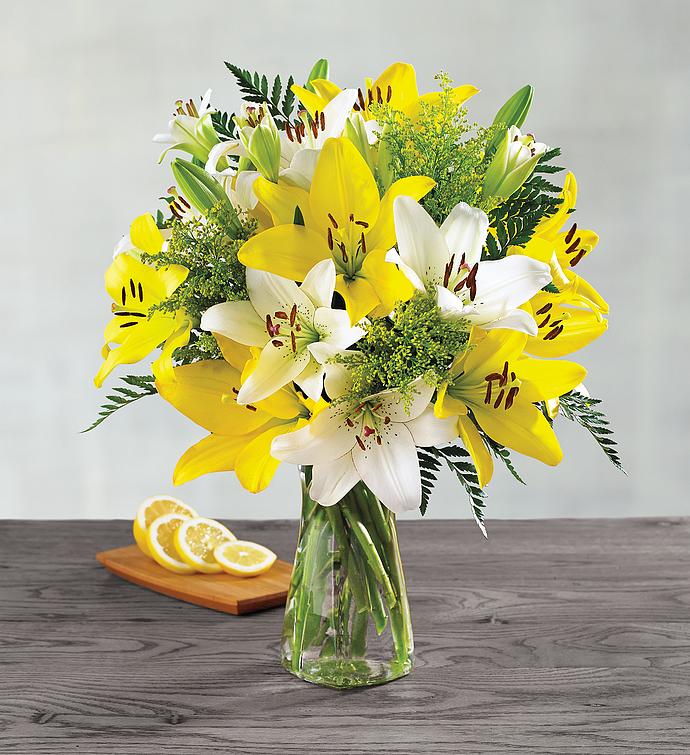 White and Yellow Lily Bouquet