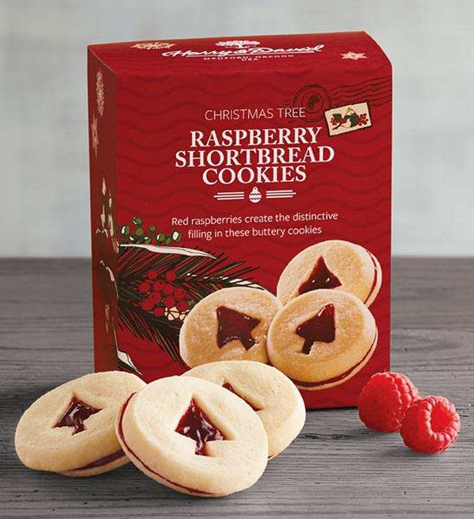 Christmas Tree Raspberry Shortbread Cookies