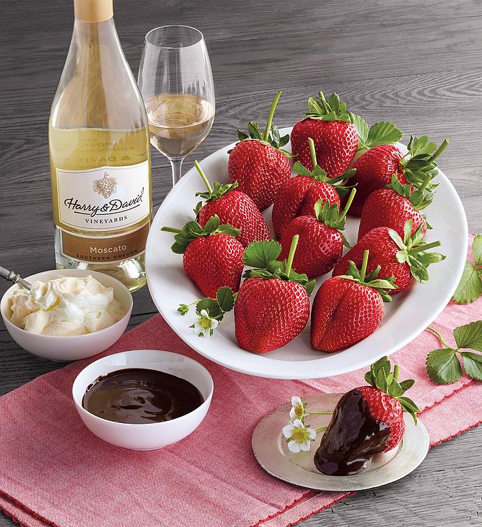 Strawberries, Devonshire Cream, and Harry & David&trade; Wine