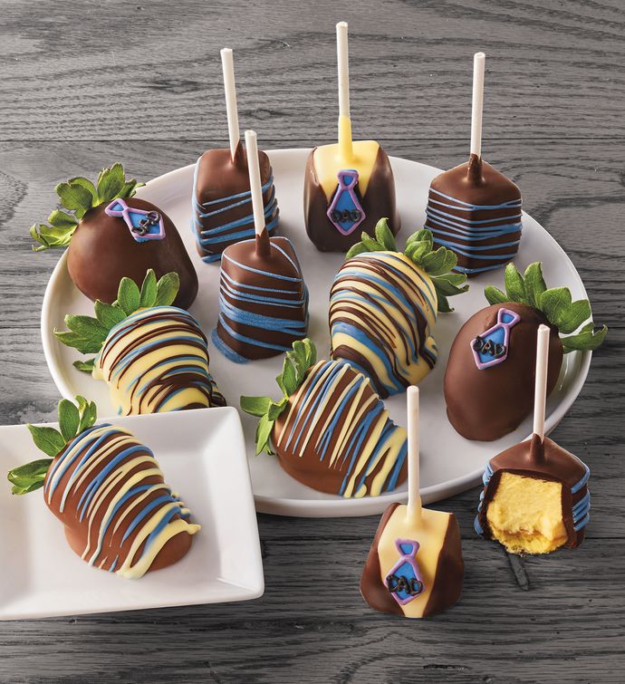 Father's Day Chocolate Covered Strawberries and Cheesecake Pops