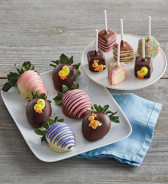 Easter Chocolate Covered Strawberries and Cheesecake Pops