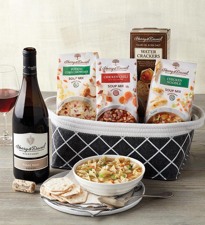 Soup Gift Basket with Wine
