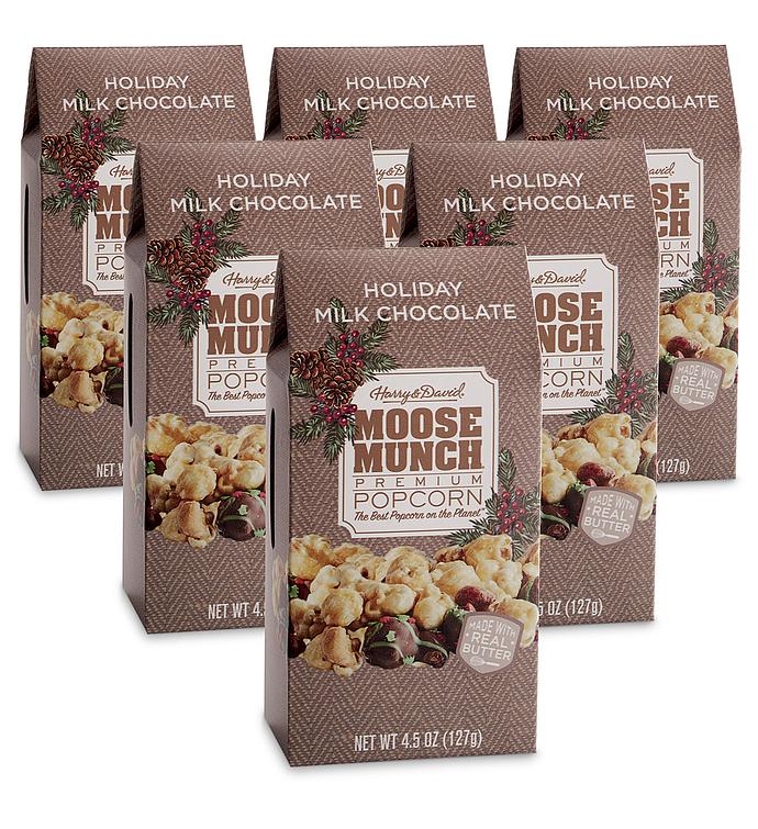 Moose Munch&#174; Holiday Milk Chocolate Premium Popcorn &#8211; 6 Pack