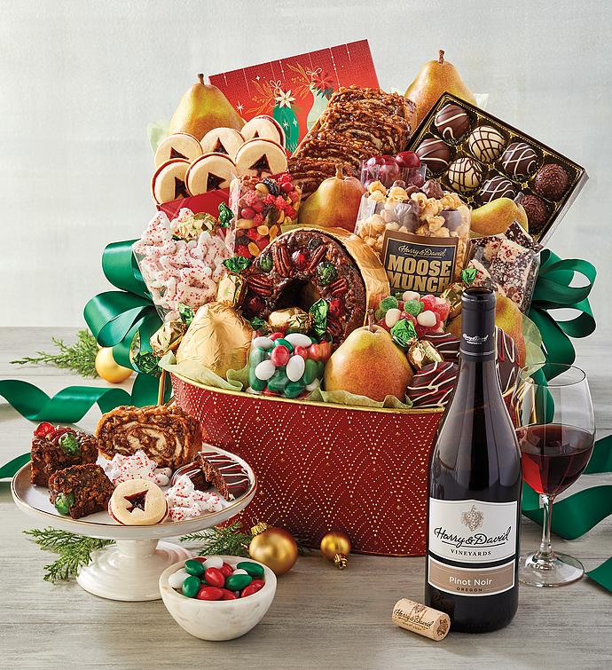 Grand Christmas Gift Basket with Wine