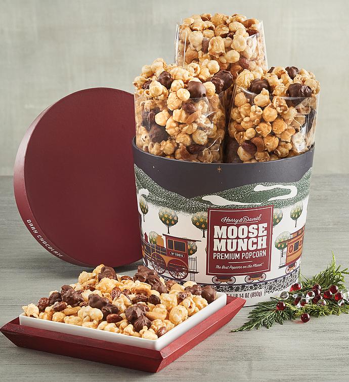 Moose Munch Gourmet Popcorn Drum Chocolate Covered Popcorn Ts