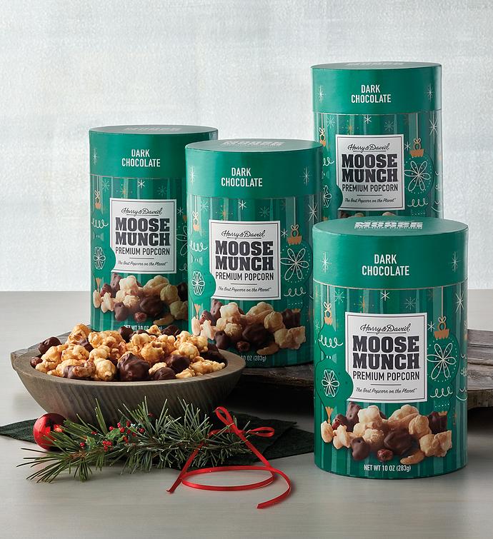 Moose Munch&#174; Holiday Dark Chocolate Premium Popcorn &#8211; 4 Pack