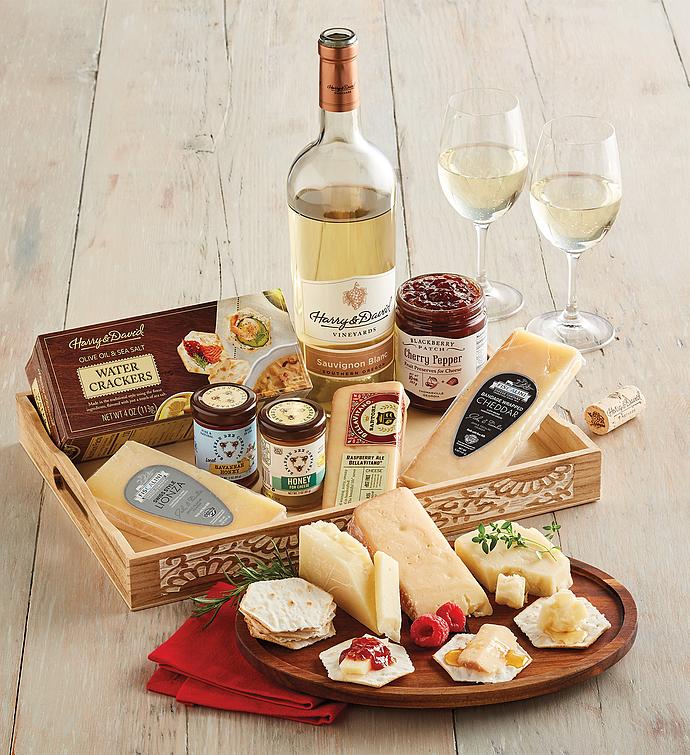 Cheese and Honey Tray with Wine