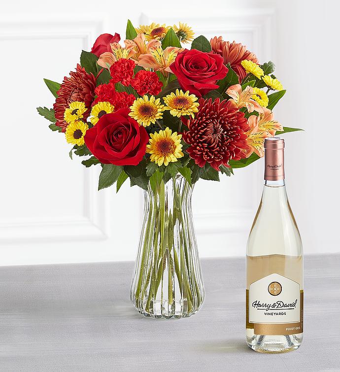 Blossoms & Wine™   Fall Enchantment Bouquet and Wine