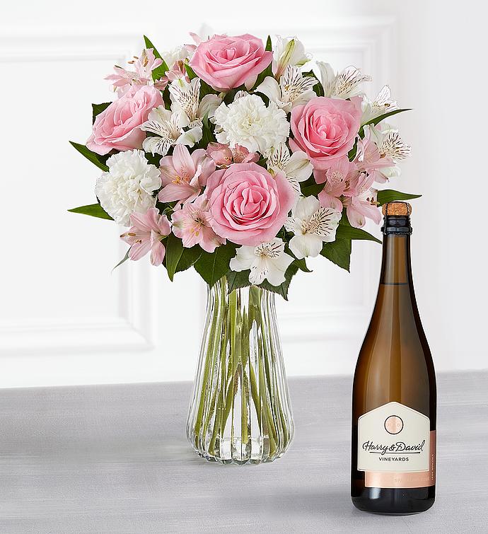 Cherished Blooms Bouquet and Wine