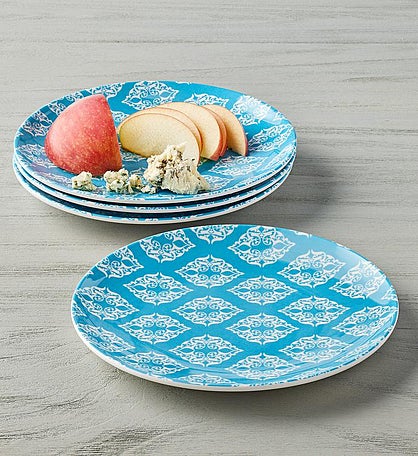 Summer Melamine Appetizer Plates - Set of 4