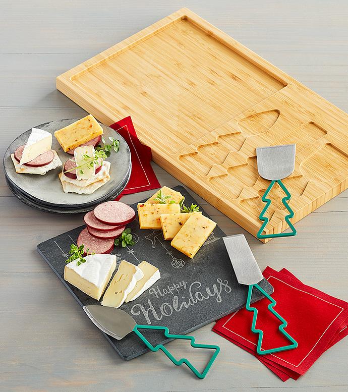 Holiday Serving Board with Cheese Knives