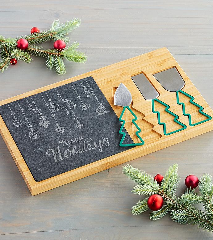 Holiday Serving Board with Cheese Knives