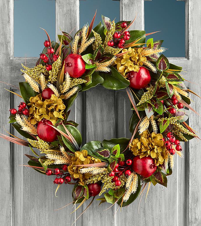 Wreath with Faux Pomegranate and Berries