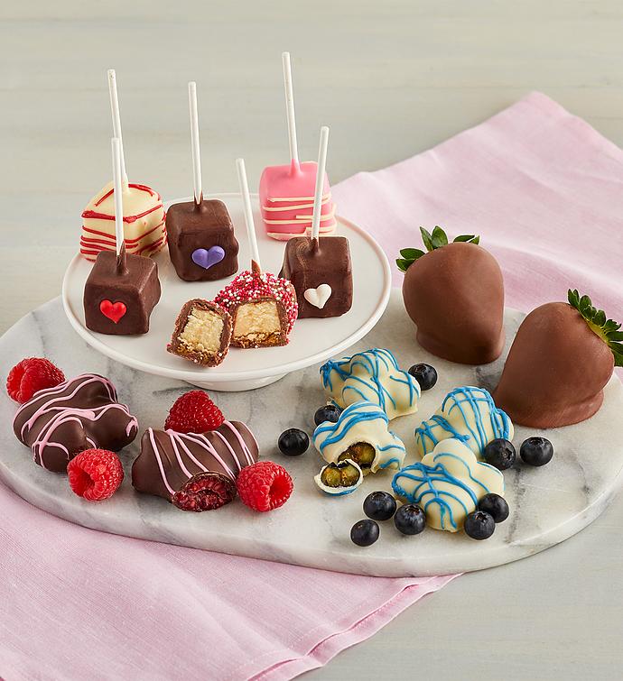 Belgian Chocolate Covered Fruit ­and Heart Cheesecake Pops