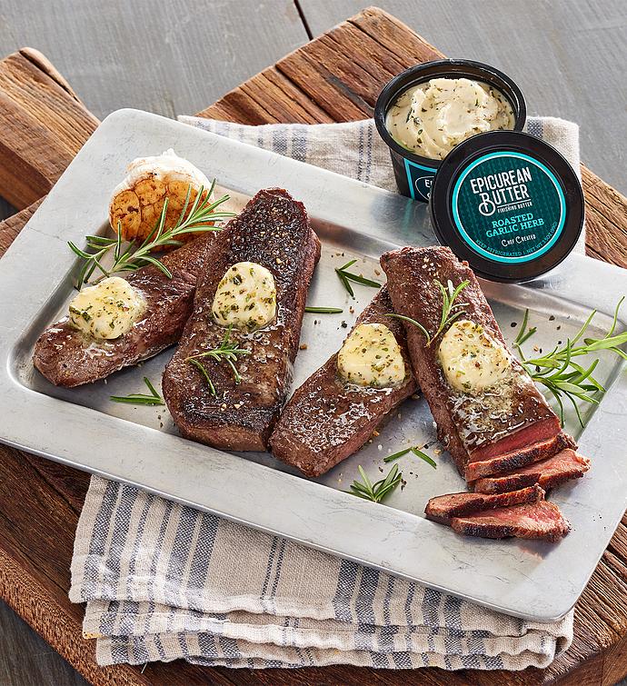 Sirloin Cap Steaks with Garlic Herb Butter and Personalized BBQ Tools