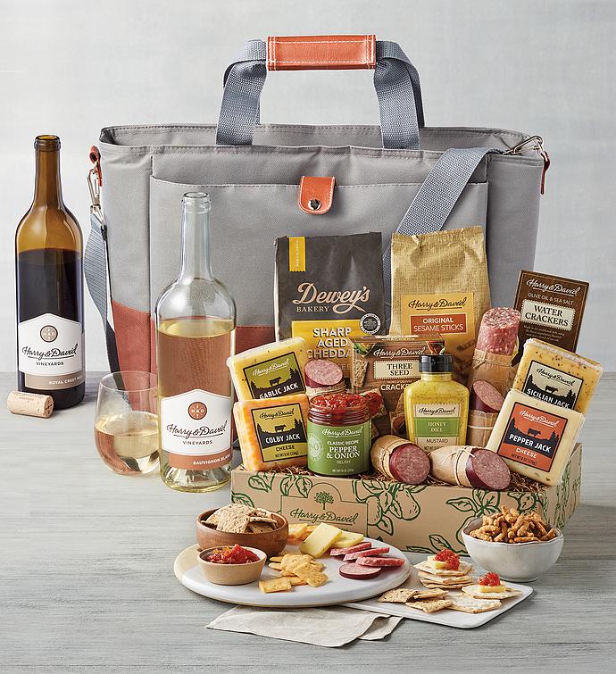 Meat and Cheese Picnic Tote Set with Wine