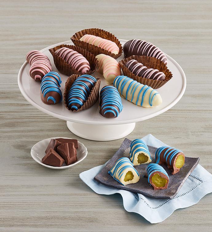 Pink and Blue Belgian Chocolate Covered Pickles