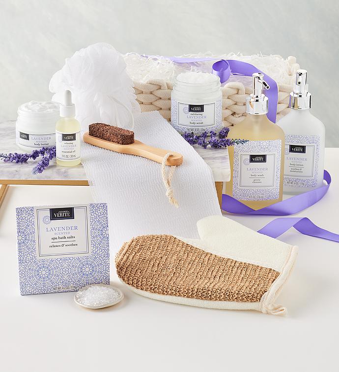 Denarii Lavender Spa Gift Basket with Wine