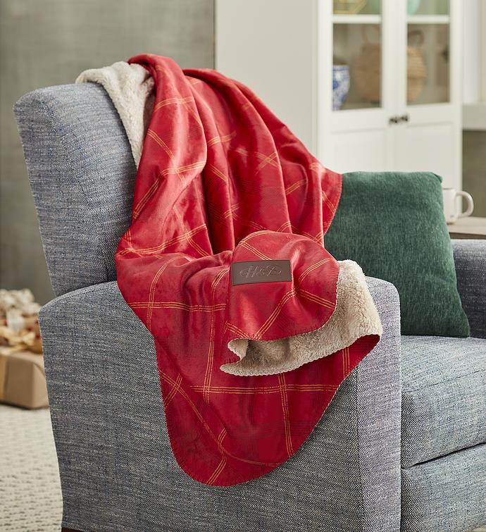 Festive Throw Blanket with Sherpa Lining