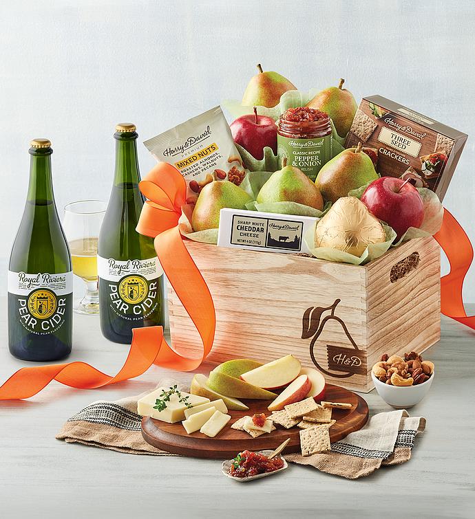 Deluxe Harry &amp; David® Gift Basket with Royal Riviera™ Hard Pear Cider