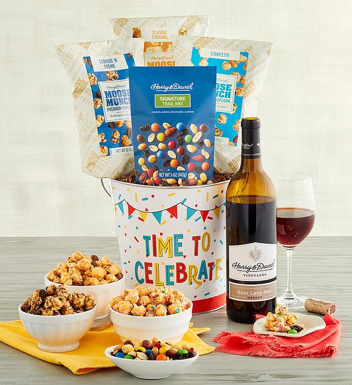 Moose Munch® Premium Popcorn   Trail Mix and Wine Birthday Tin