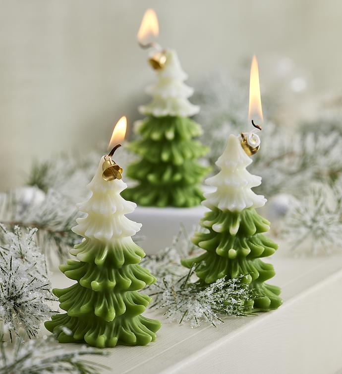 Christmas Tree Wax Candles   Set of 3