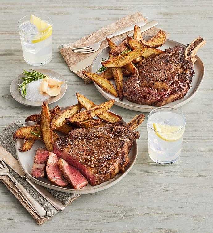 Bone In Ribeye Steak Two 18 oz. and Garlic Rosemary Steak Frites