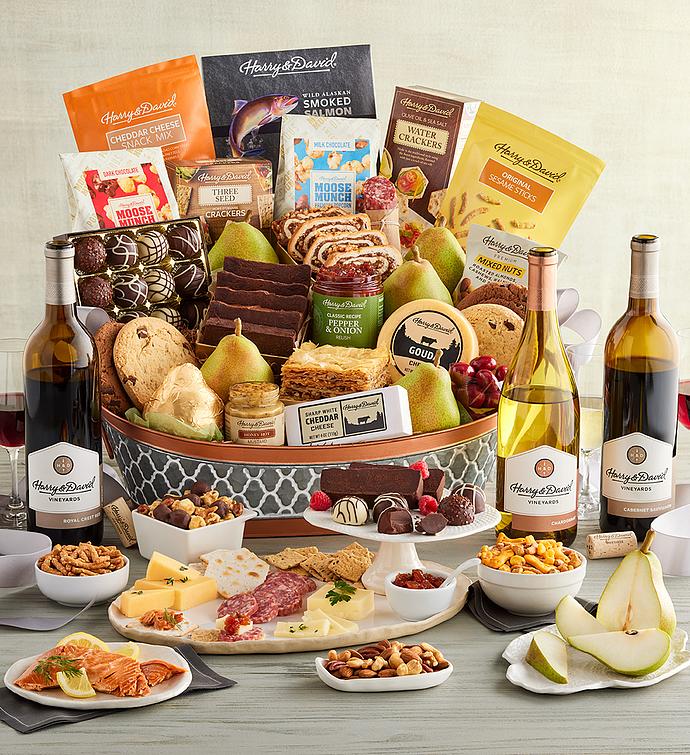 Deluxe Hearthside Gift Basket with Wine