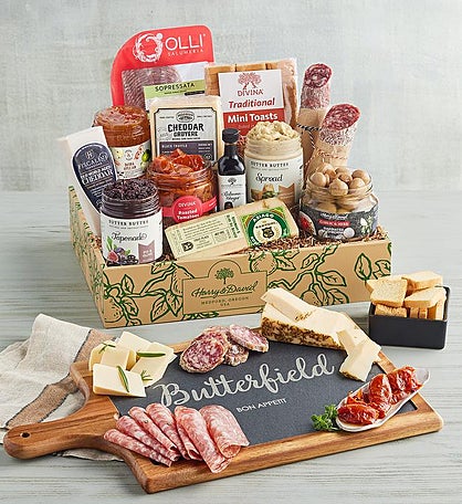 Epicurean Antipasto Collection with Personalized Slate and Wood Board