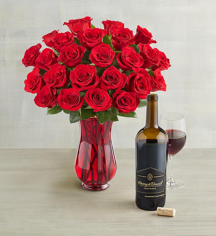 Blossoms & Wine™   Red Roses and Wine